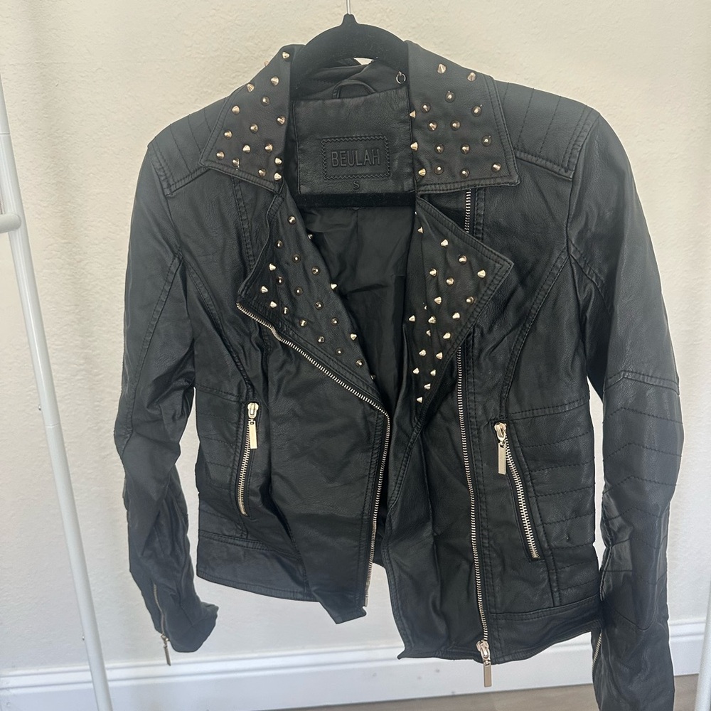 Beulah Black Studded Moto-Style Jacket